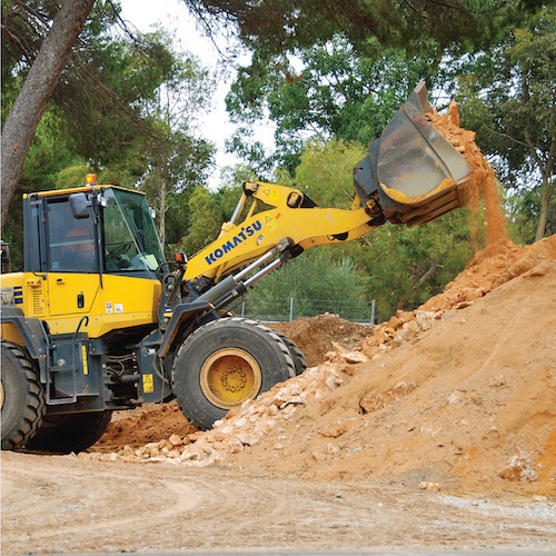 Bulldozer shifting soil